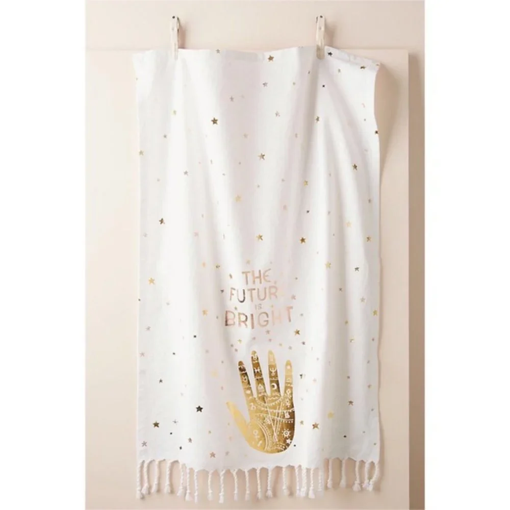 Anthro The Future is Bright Dish Towel